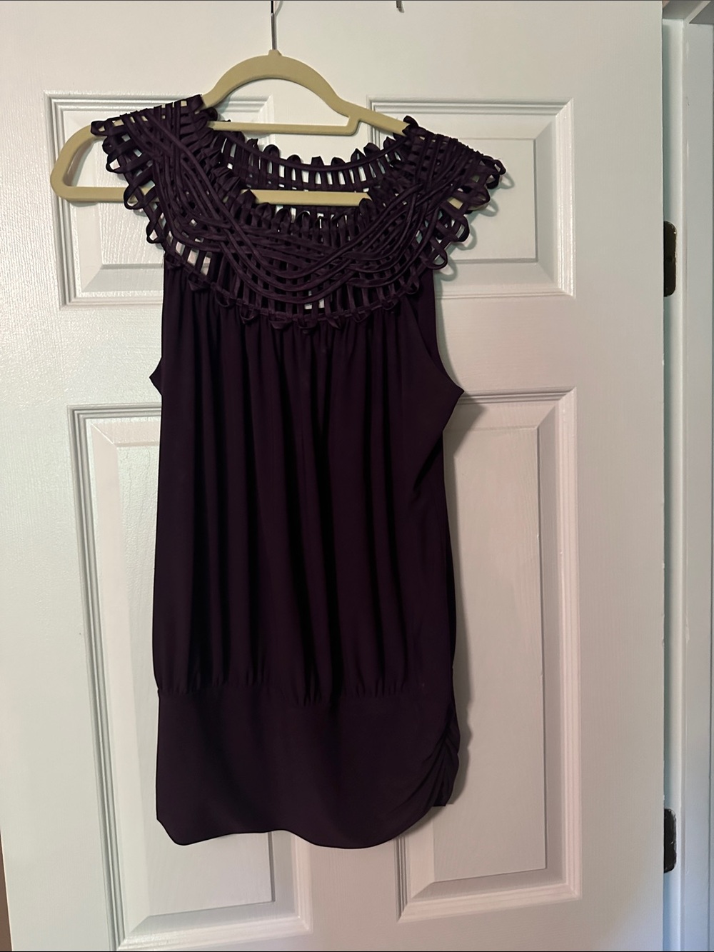 PerSeption Concept Plum Crochet Yoke Sleeveless Camisole